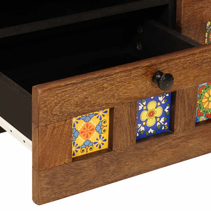 TV Cabinet with Drawer Walnut 70 x 33 x 46 cm Solid Mango Wood