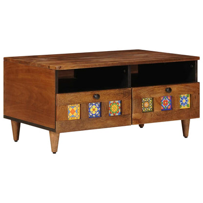 TV Cabinet with Drawer Walnut 70 x 33 x 46 cm Solid Mango Wood
