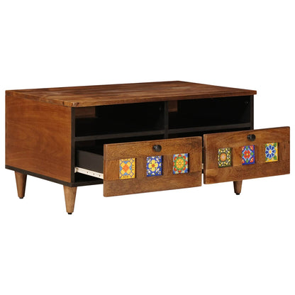 TV Cabinet with Drawer Walnut 70 x 33 x 46 cm Solid Mango Wood