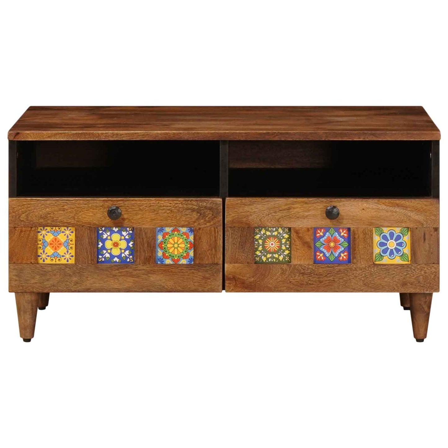 TV Cabinet with Drawer Walnut 70 x 33 x 46 cm Solid Mango Wood
