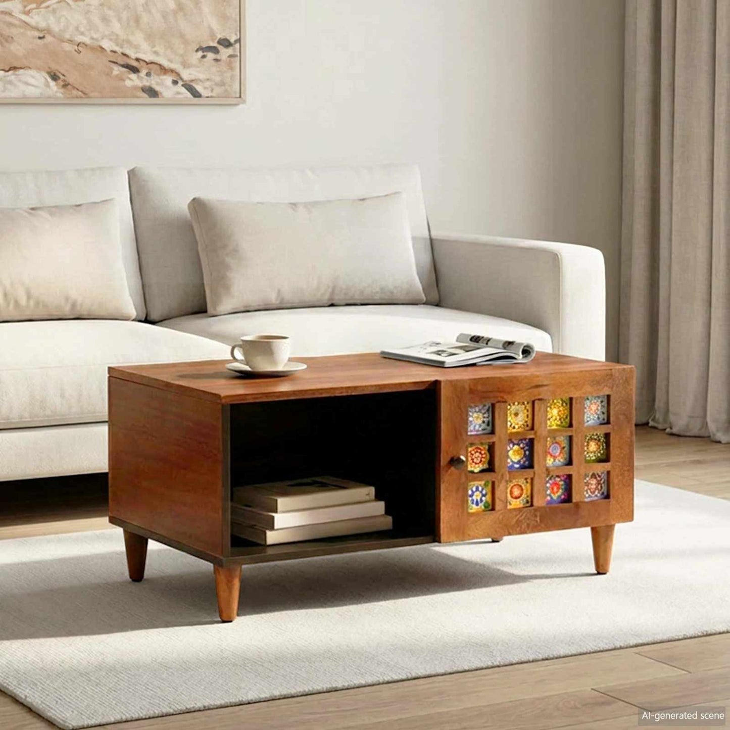 Coffee Table Brown 80 x 50 x 40 cm Solid Mango Wood