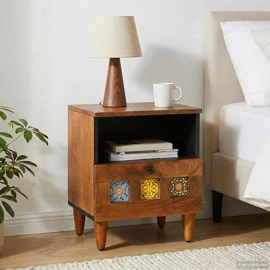 Bedside Cabinet Brown 40 x 33 x 46 cm Solid Mango Wood