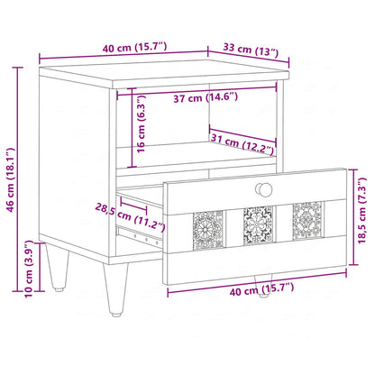 Bedside Cabinet Brown 40 x 33 x 46 cm Solid Mango Wood