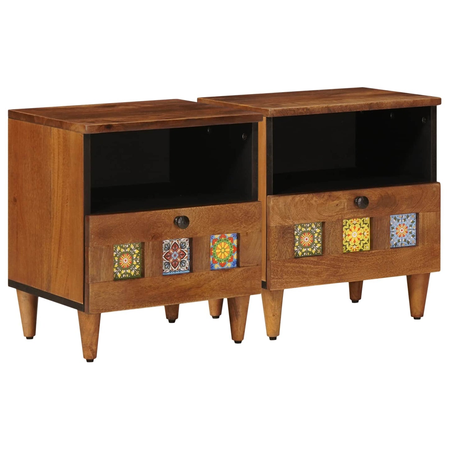 Bedside Cabinet 2 pcs Brown 40 x 33 x 46 cm Solid Mango Wood