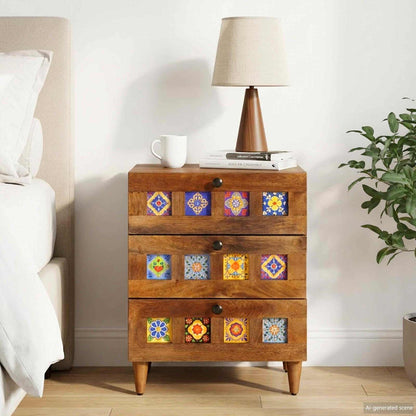 Bedside Cabinet Brown 50 x 33 x 62 cm Solid Mango Wood