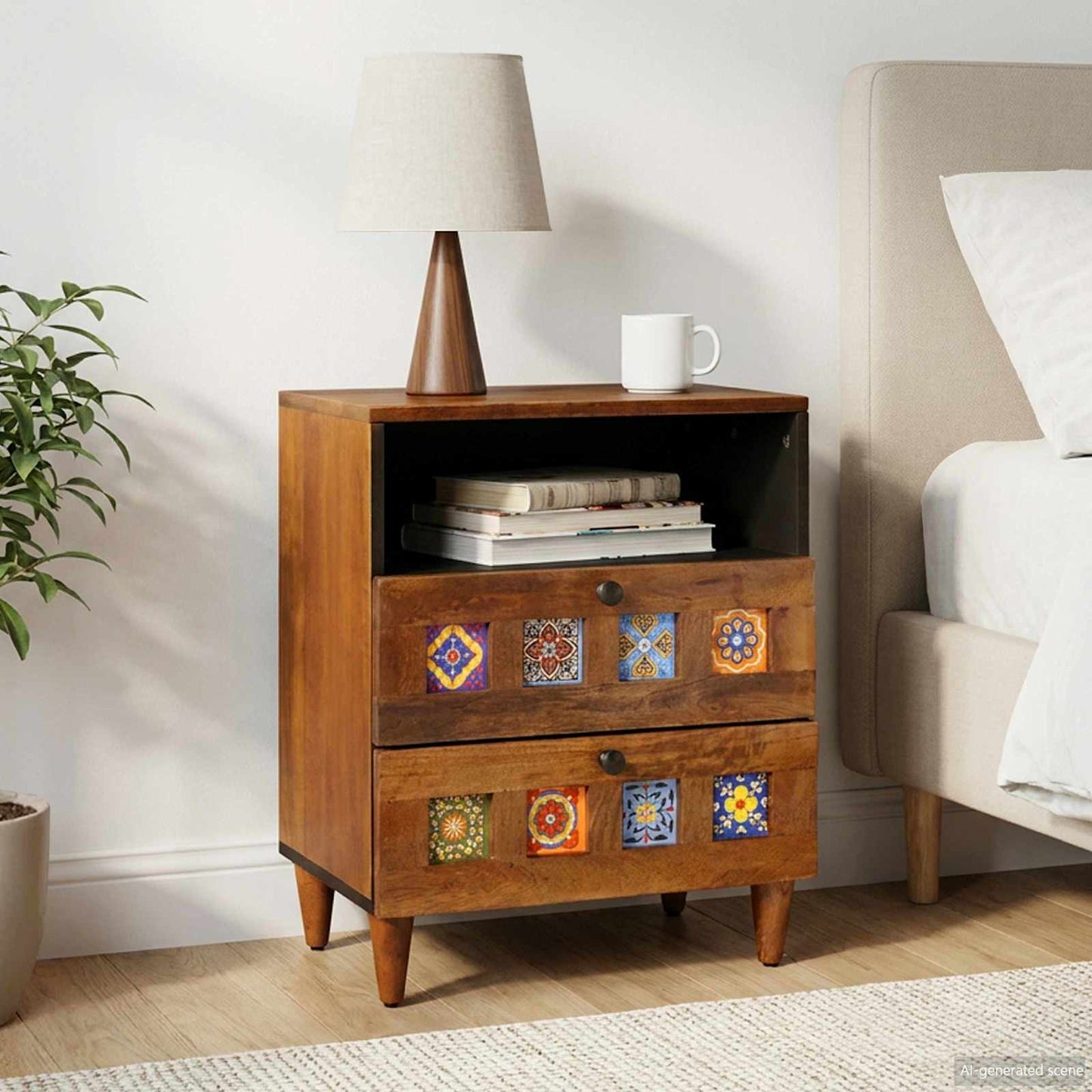 Bedside Cabinet Brown 50 x 33 x 62 cm Solid Mango Wood