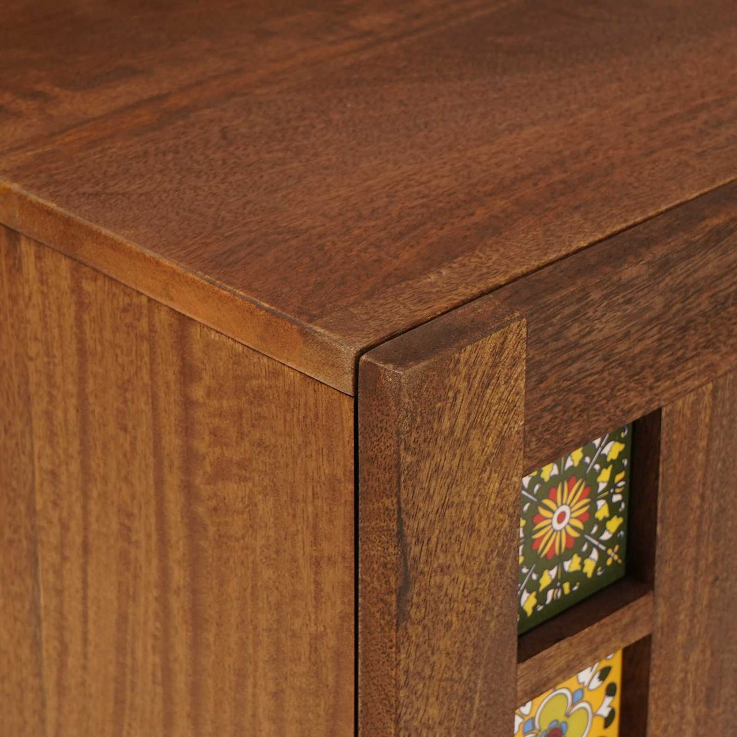TV Cabinet with Drawer Walnut 105 x 33 x 46 cm Solid Mango Wood