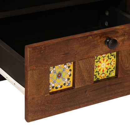 TV Cabinet with Drawer Walnut 105 x 33 x 46 cm Solid Mango Wood