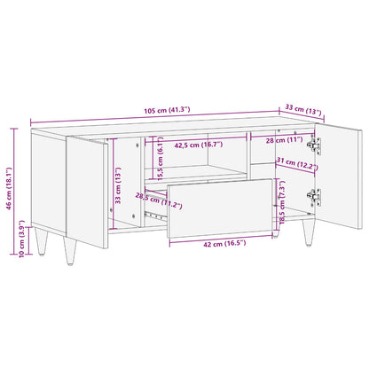 TV Cabinet with Drawer Walnut 105 x 33 x 46 cm Solid Mango Wood