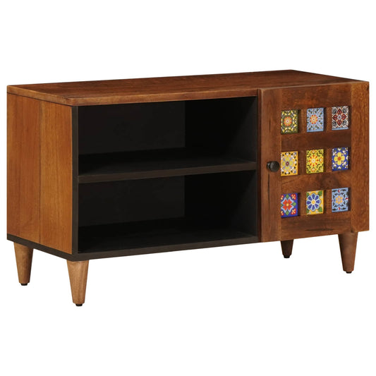 TV Cabinet with Storage Walnut 80 x 33 x 46 cm Solid Mango Wood