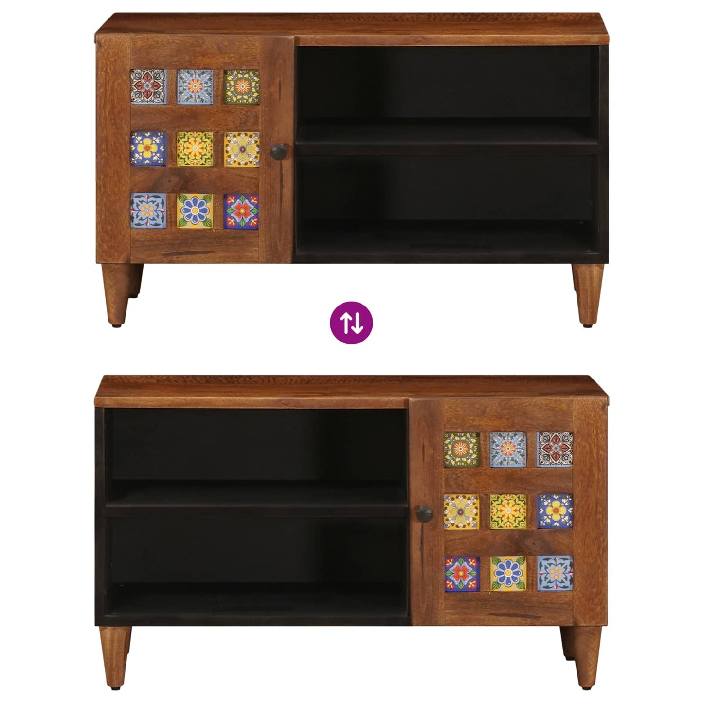 TV Cabinet with Storage Walnut 80 x 33 x 46 cm Solid Mango Wood