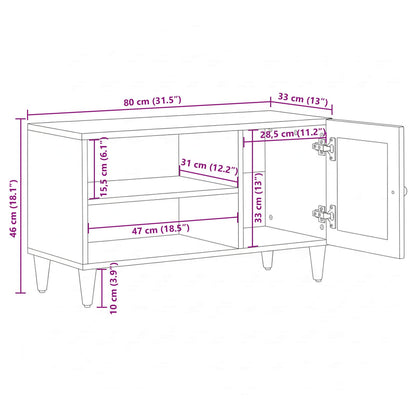 TV Cabinet with Storage Walnut 80 x 33 x 46 cm Solid Mango Wood