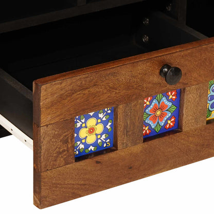 TV Cabinet with Drawer Walnut 100 x 33 x 46 cm Solid Mango Wood