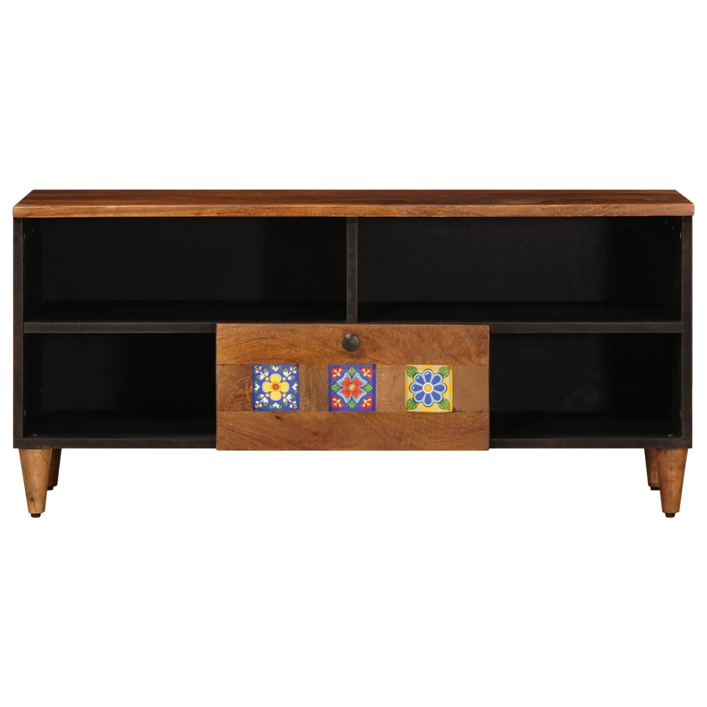 TV Cabinet with Drawer Walnut 100 x 33 x 46 cm Solid Mango Wood