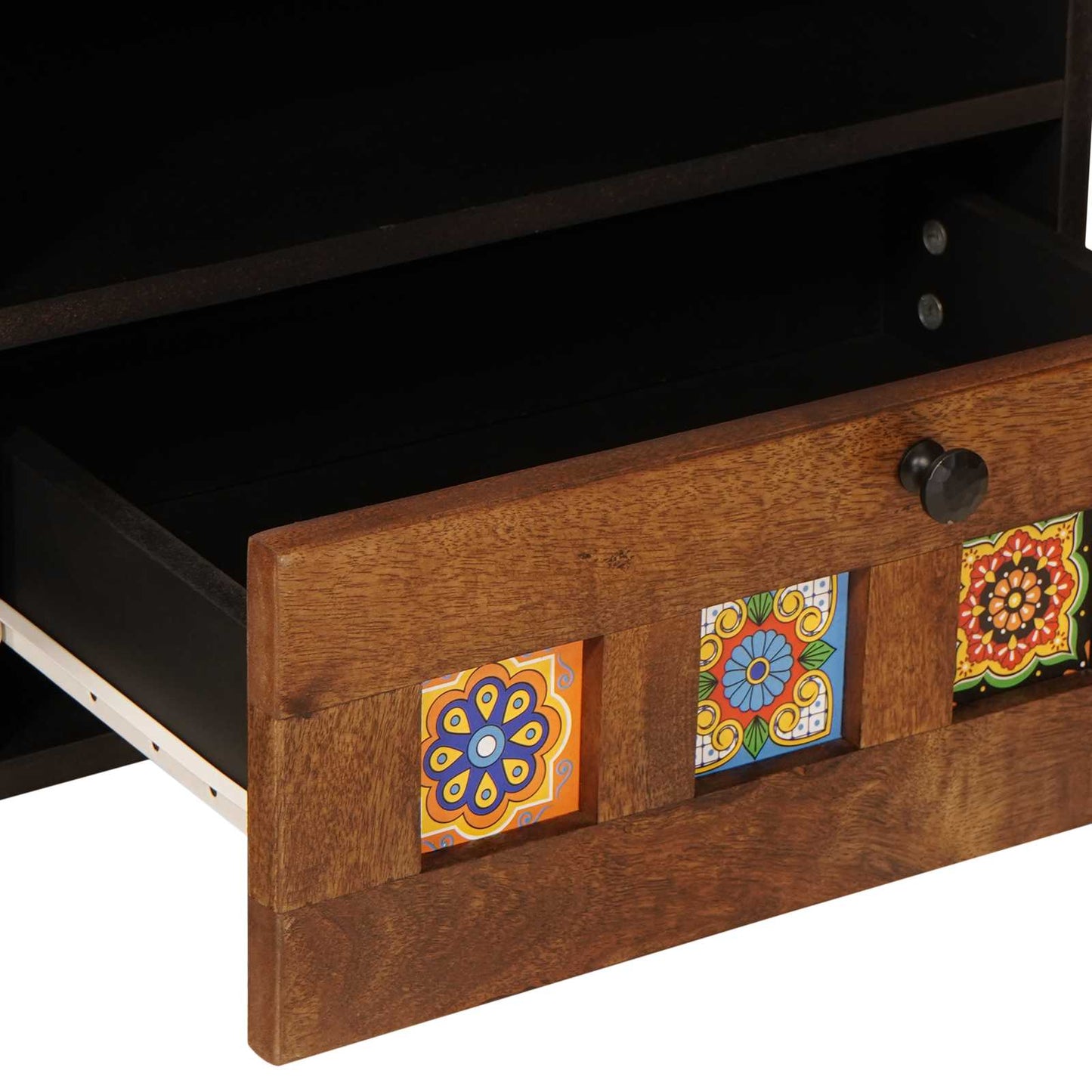 TV Cabinet with Drawer Walnut 80 x 33 x 46 cm Solid Mango Wood