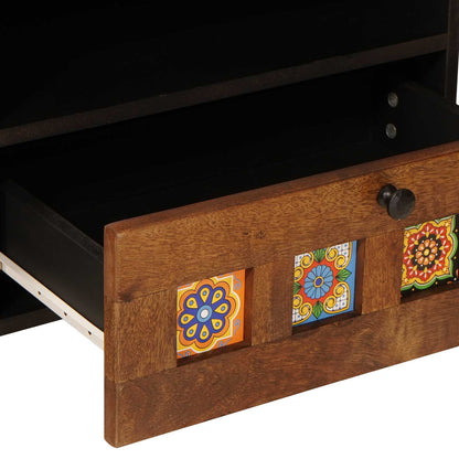 TV Cabinet with Drawer Walnut 80 x 33 x 46 cm Solid Mango Wood