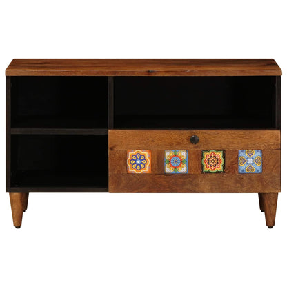 TV Cabinet with Drawer Walnut 80 x 33 x 46 cm Solid Mango Wood