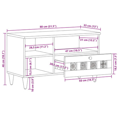 TV Cabinet with Drawer Walnut 80 x 33 x 46 cm Solid Mango Wood