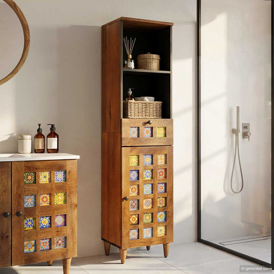 Bathroom Cabinet Walnut 38 x 33 x 160 cm