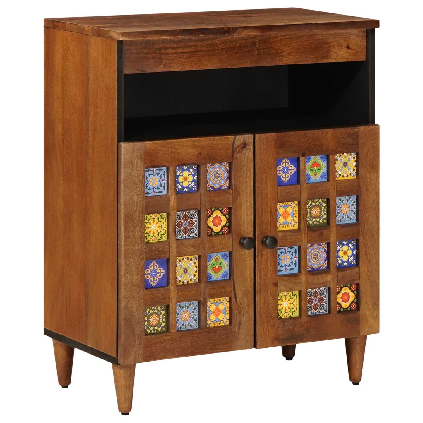 Sideboard with Storage Walnut 60 x 33 x 75 cm Solid Mango Wood