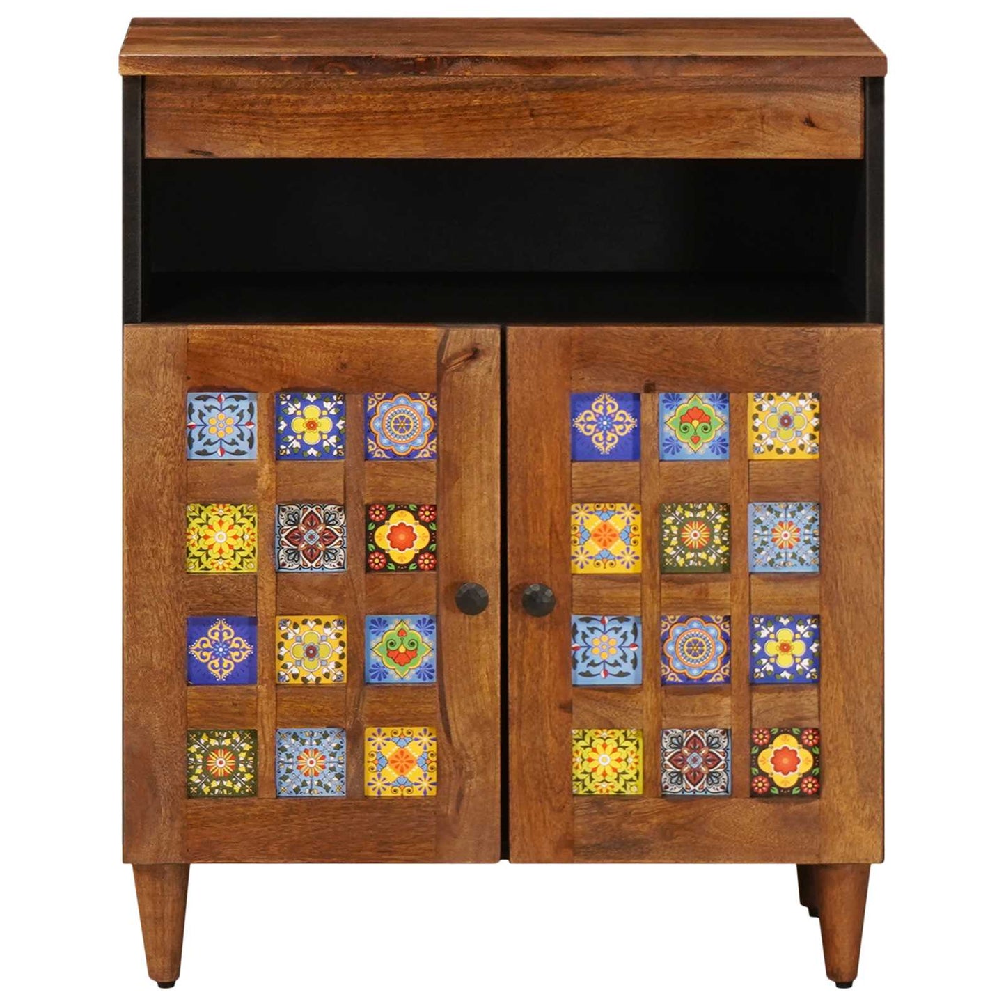 Sideboard with Storage Walnut 60 x 33 x 75 cm Solid Mango Wood