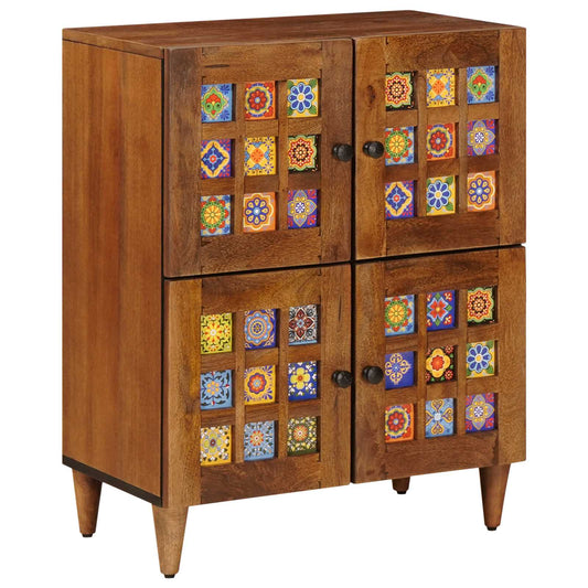 Sideboard with Storage Walnut 60 x 33 x 75 cm Solid Mango Wood