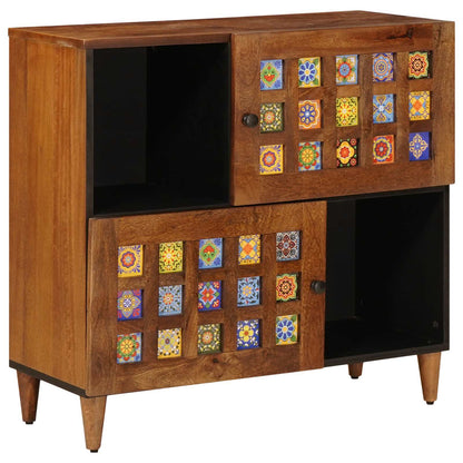 Sideboard with Storage Walnut 80 x 33 x 75 cm Solid Mango Wood