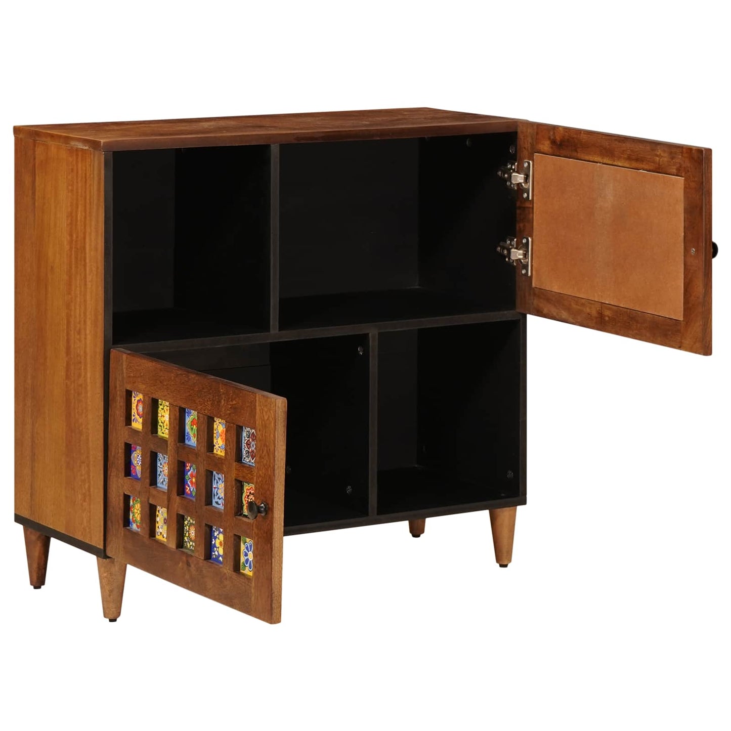 Sideboard with Storage Walnut 80 x 33 x 75 cm Solid Mango Wood