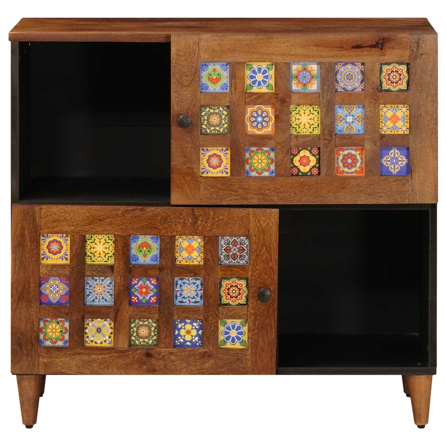 Sideboard with Storage Walnut 80 x 33 x 75 cm Solid Mango Wood