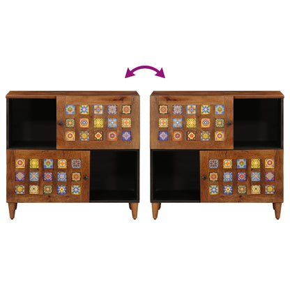 Sideboard with Storage Walnut 80 x 33 x 75 cm Solid Mango Wood