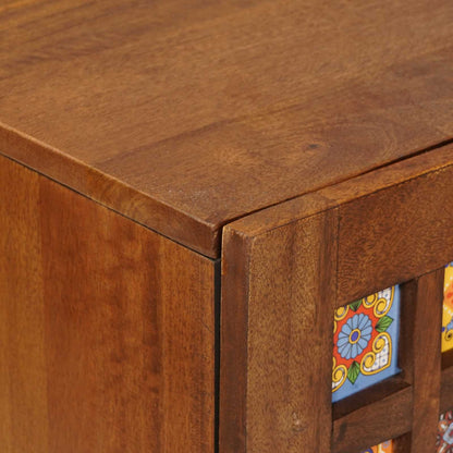 Sideboard with Shelf Walnut 90 x 33.5 x 75 cm Solid Mango Wood