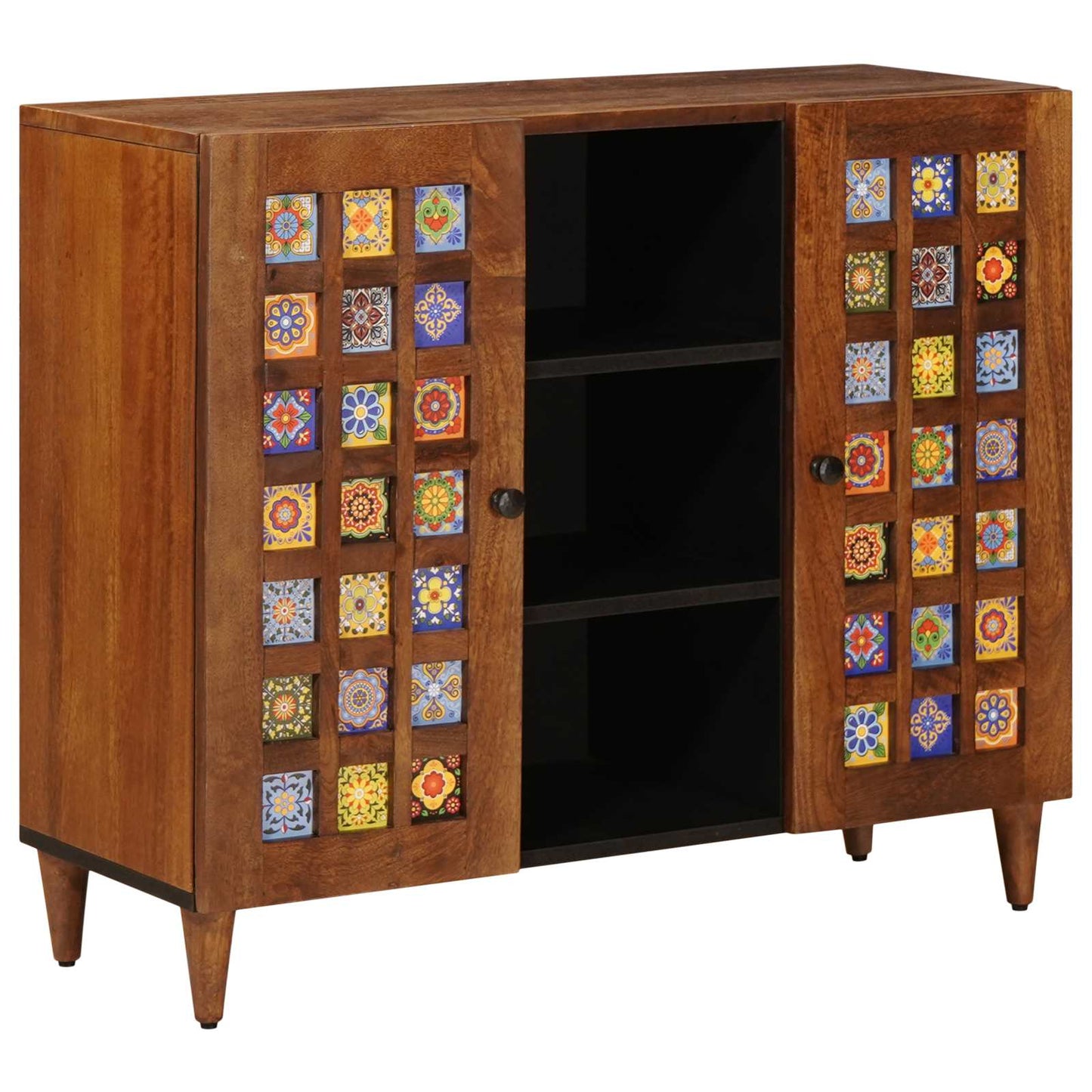 Sideboard with Shelf Walnut 90 x 33.5 x 75 cm Solid Mango Wood