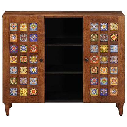 Sideboard with Shelf Walnut 90 x 33.5 x 75 cm Solid Mango Wood