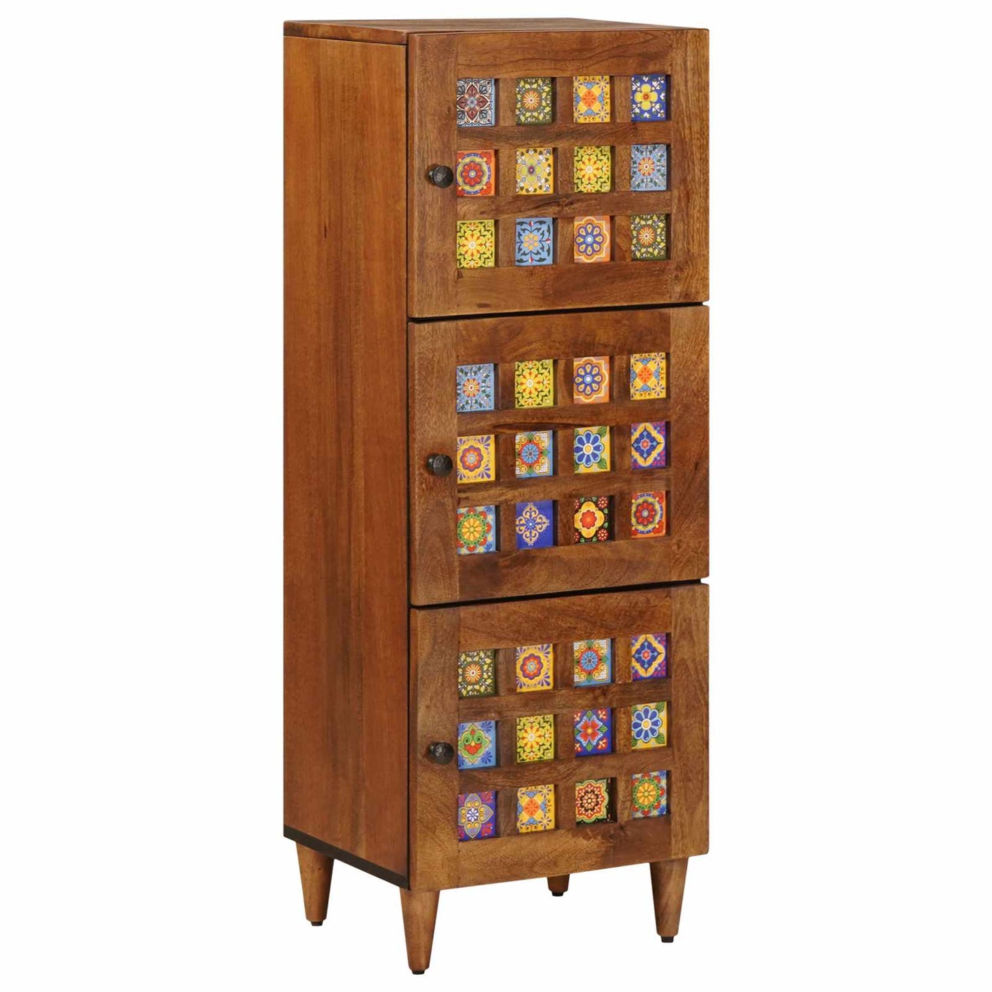Highboard with Storage Walnut 40 x 33 x 110 cm Solid Mango Wood