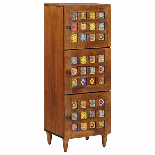 Highboard with Storage Walnut 40 x 33 x 110 cm Solid Mango Wood