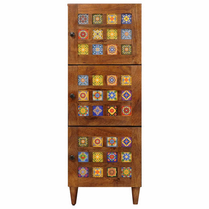 Highboard with Storage Walnut 40 x 33 x 110 cm Solid Mango Wood