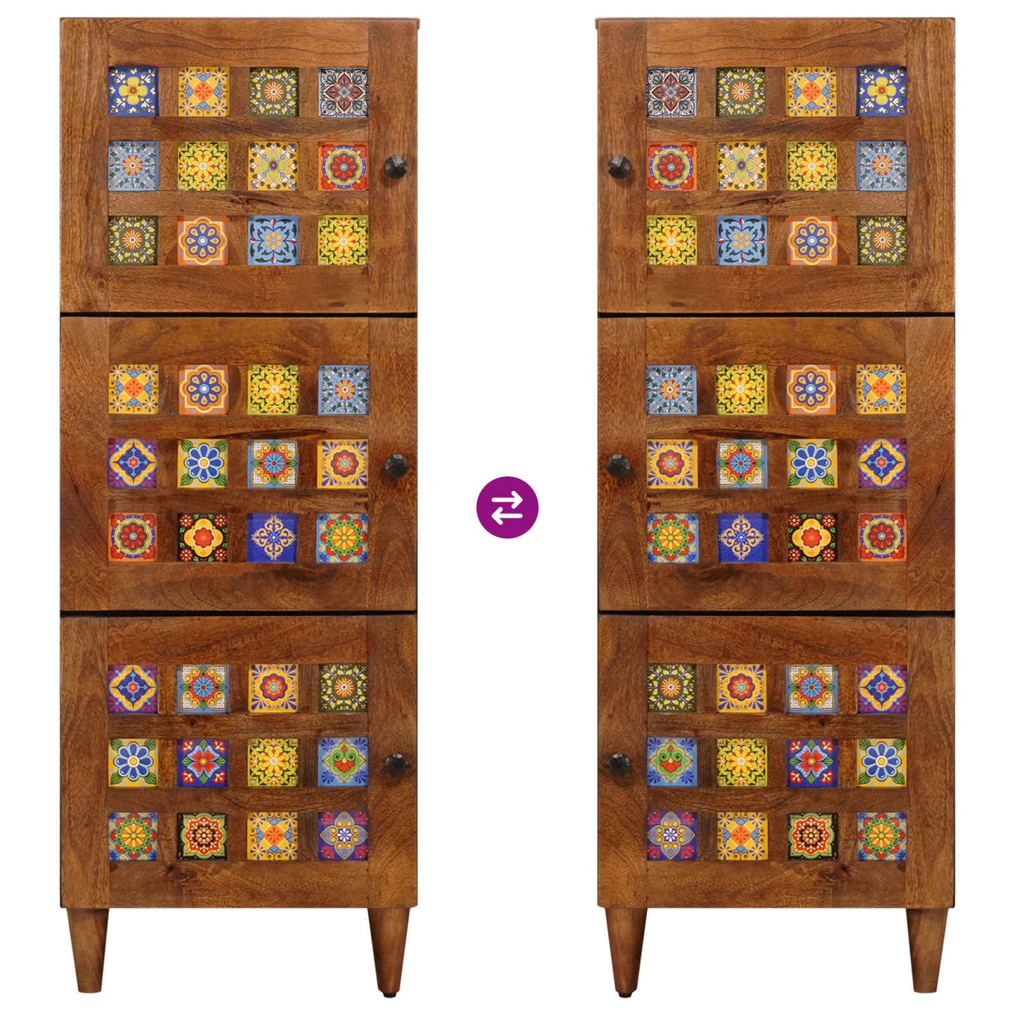 Highboard with Storage Walnut 40 x 33 x 110 cm Solid Mango Wood
