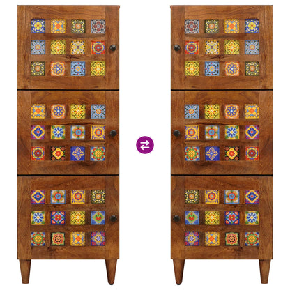 Highboard with Storage Walnut 40 x 33 x 110 cm Solid Mango Wood