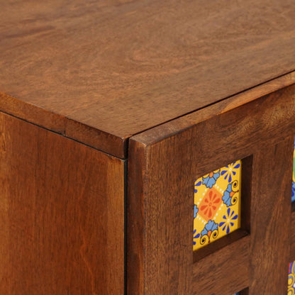Highboard with Door Walnut 60 x 33.5 x 100 cm Solid Mango Wood