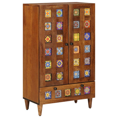 Highboard with Door Walnut 60 x 33.5 x 100 cm Solid Mango Wood