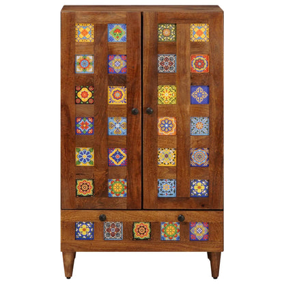 Highboard with Door Walnut 60 x 33.5 x 100 cm Solid Mango Wood