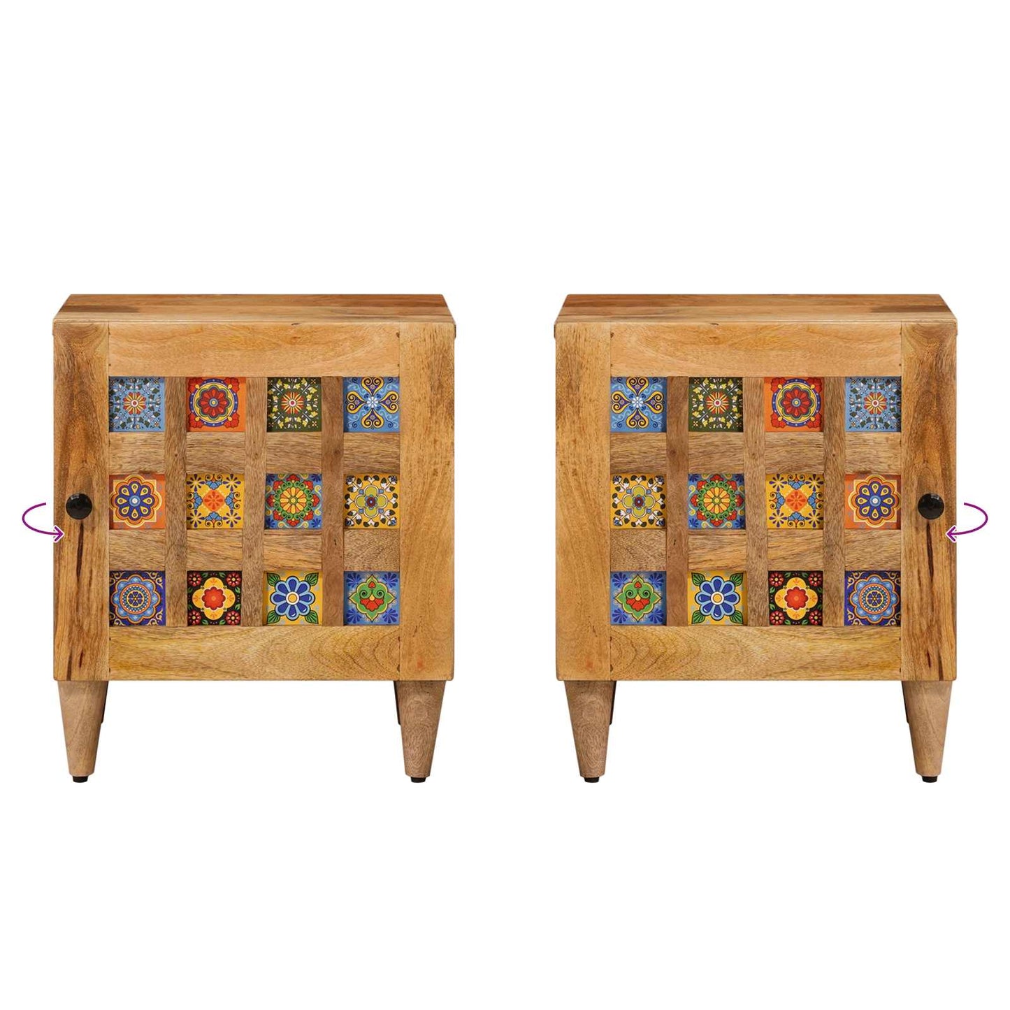 Bedside Cabinet Natural 40 x 33.5 x 46 cm Solid Mango Wood