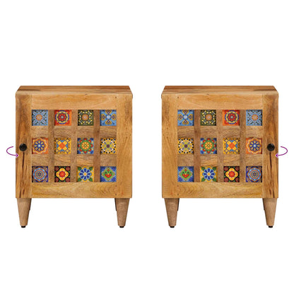 Bedside Cabinet Natural 40 x 33.5 x 46 cm Solid Mango Wood