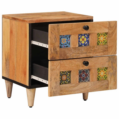Bedside Cabinet 2 pcs Natural 40 x 33 x 46 cm Solid Mango Wood
