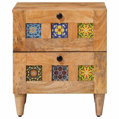 Bedside Cabinet 2 pcs Natural 40 x 33 x 46 cm Solid Mango Wood