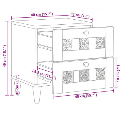 Bedside Cabinet 2 pcs Natural 40 x 33 x 46 cm Solid Mango Wood