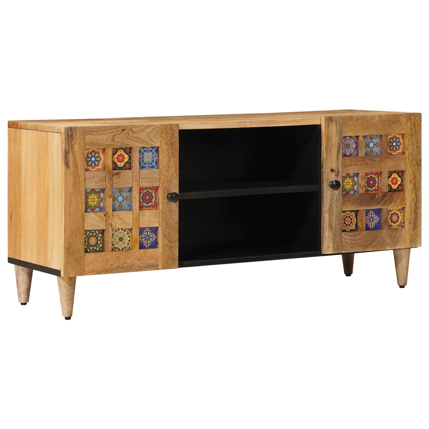 TV Cabinet with Shelf Natural 105 x 33 x 46 cm Solid Mango Wood