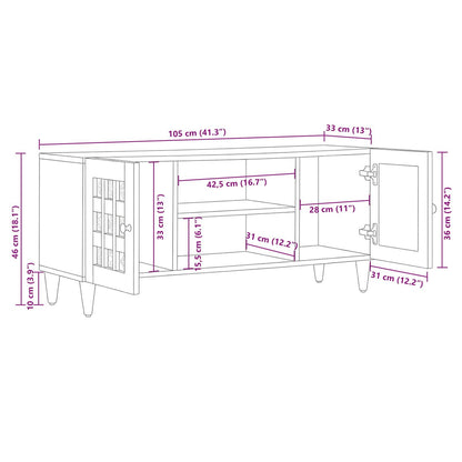 TV Cabinet with Shelf Natural 105 x 33 x 46 cm Solid Mango Wood