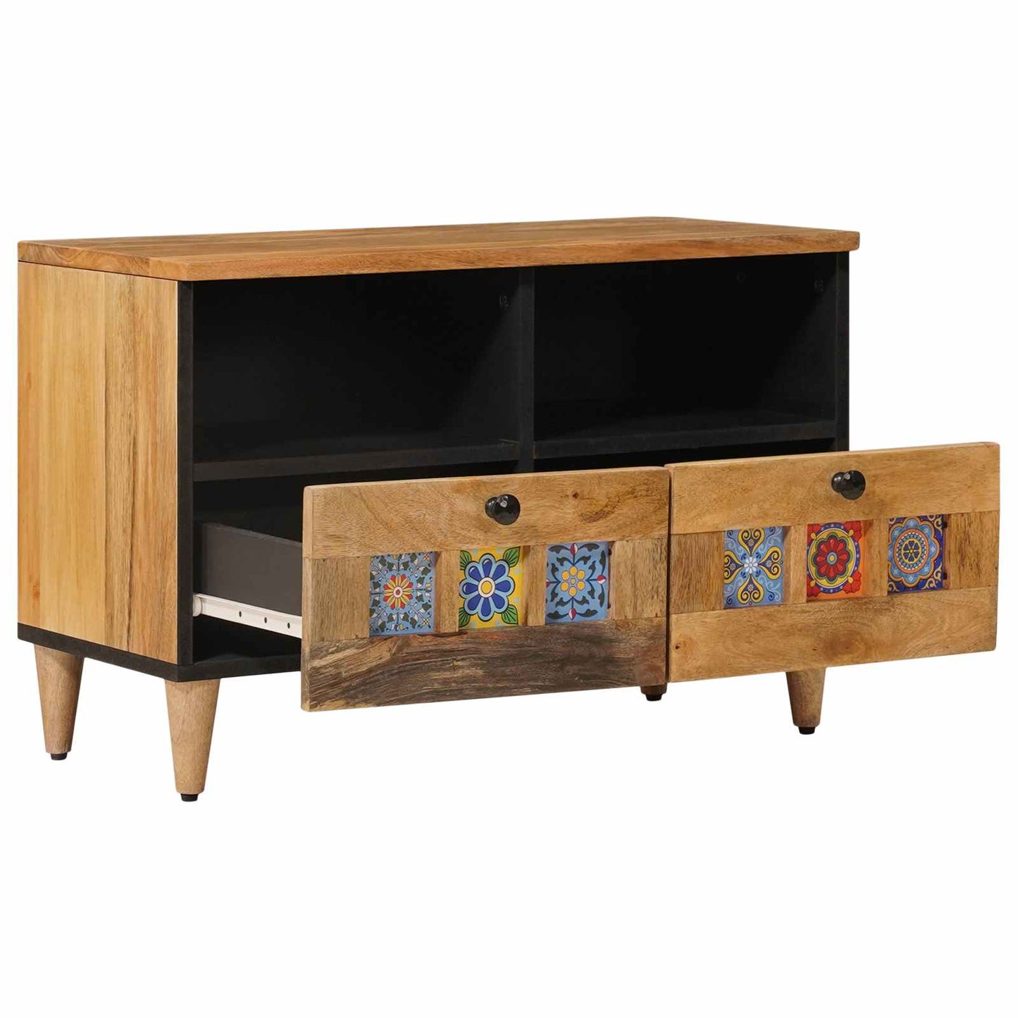 TV Cabinet with Drawer Natural 70 x 33 x 46 cm Solid Mango Wood