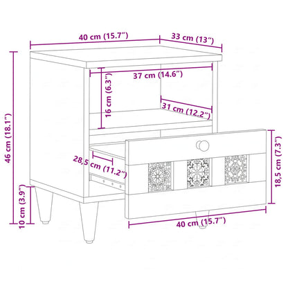 Bedside Cabinet 2 pcs Natural 40 x 33 x 46 cm Solid Mango Wood